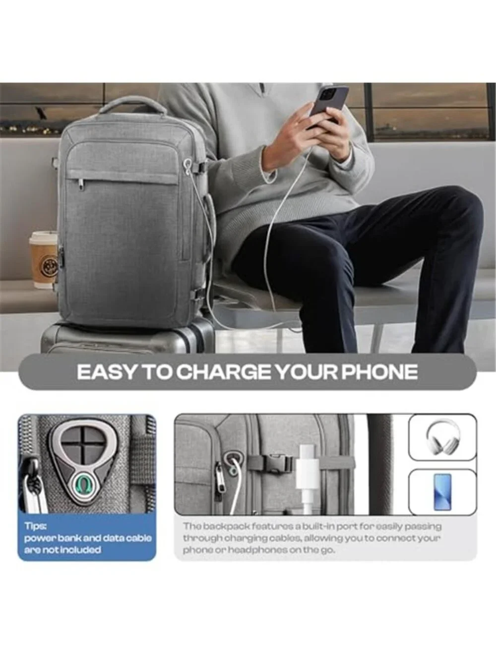 Expandable Travel Backpack 50L Carry On TSA Flight Approved Laptop Weekender Bag